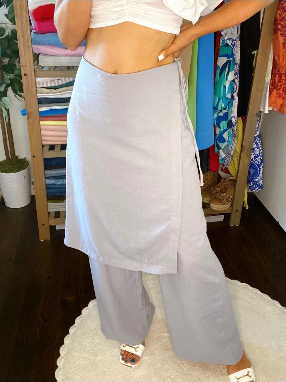 ZARA Gray Wrap Midi Skirt Overlay Pants! 🐦
